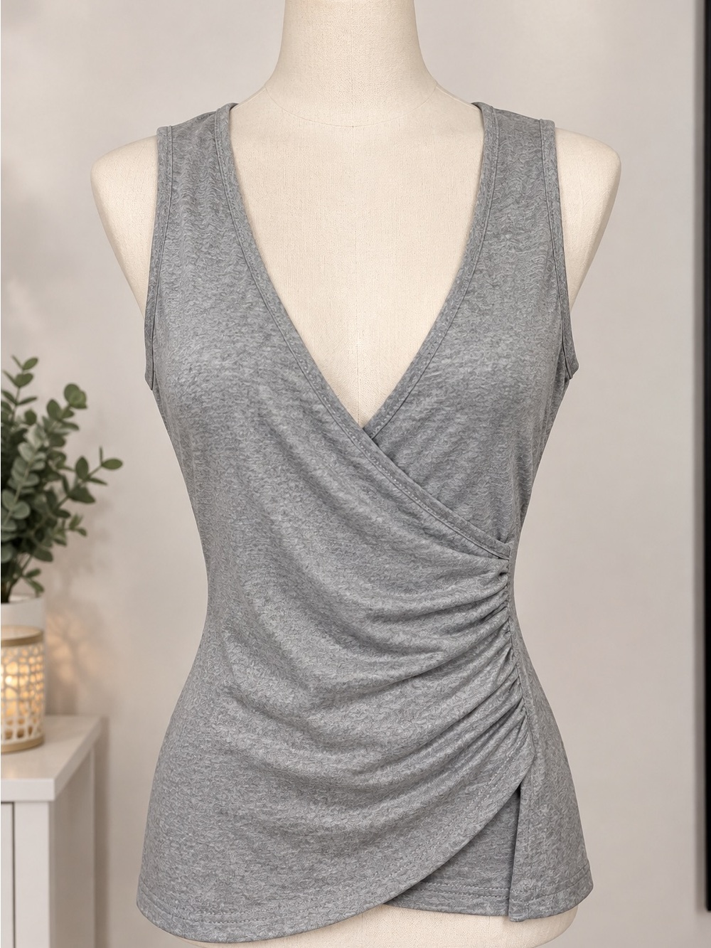 SHEIN Gray One-Shoulder Wrap Tank Dress